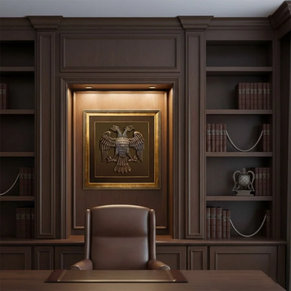 Çift Başlı Kartal – Selçuklu Dönemi Tablo (Gold Çerçeveli)