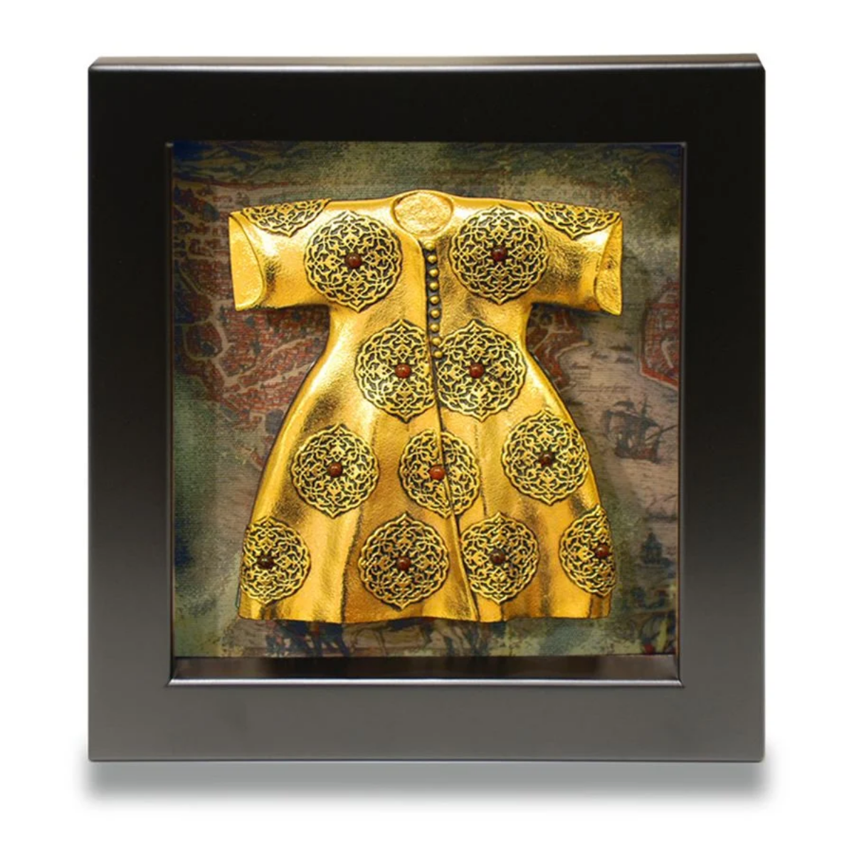 Çerçeveli Kaftan Çiçek Desen (Altın Kaplama)