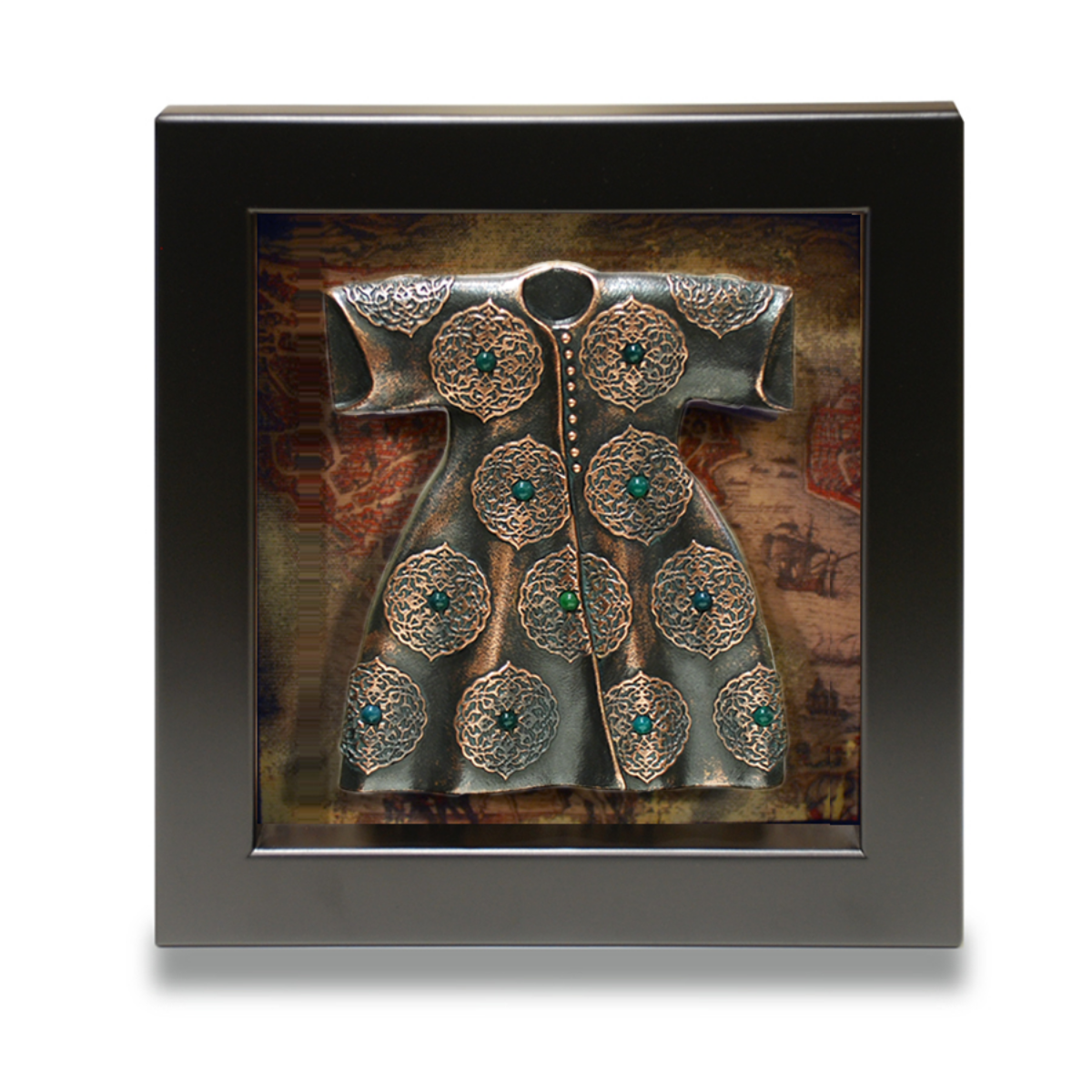 Çerçeveli Kaftan Çiçek Desen (Bronz Kaplama)