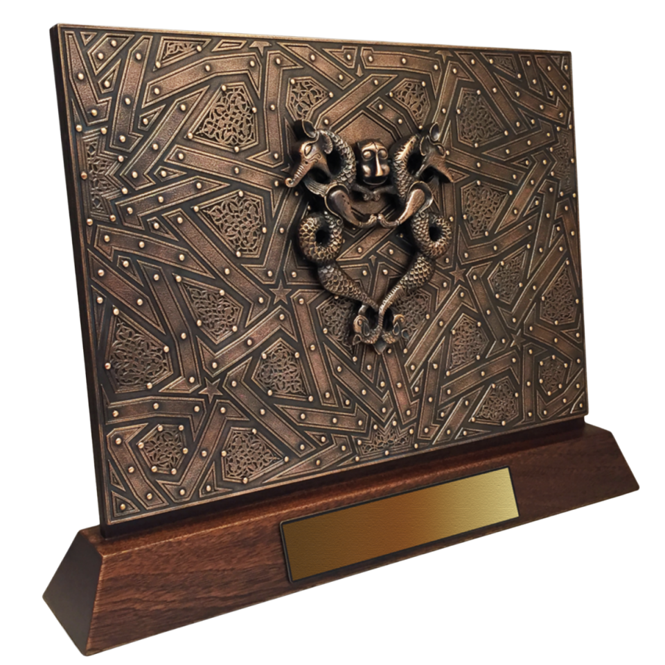 Selçuklu Kapı Tokmağı – İkiz Ejder Plaket (Bronz Kaplama)