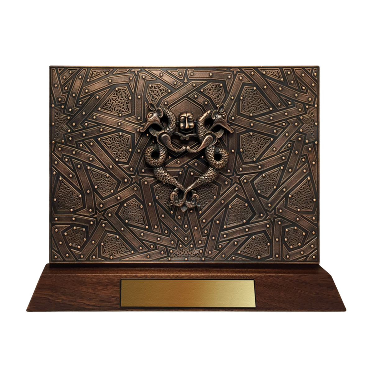 Selçuklu Kapı Tokmağı – İkiz Ejder Plaket (Bronz Kaplama)
