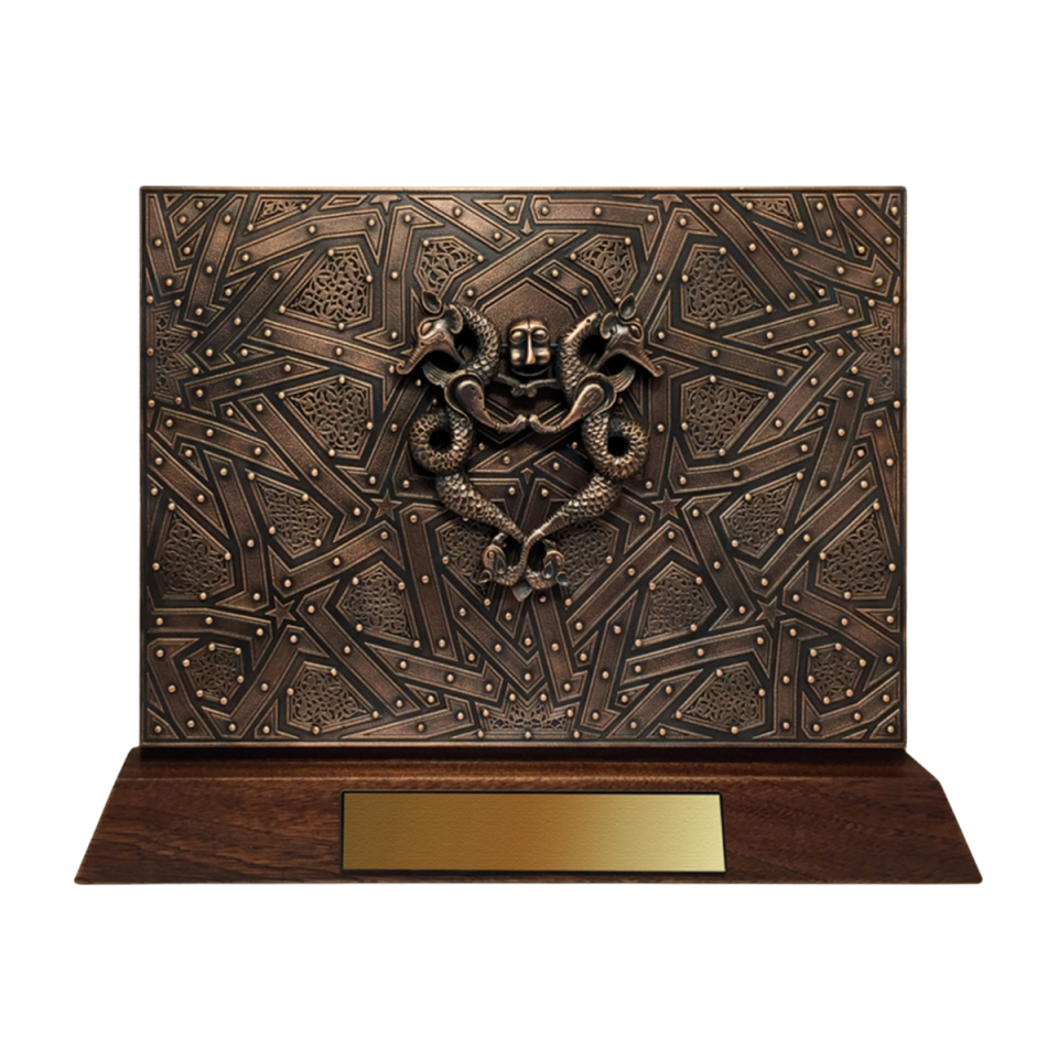 Selçuklu Kapı Tokmağı – İkiz Ejder Plaket (Bronz Kaplama)