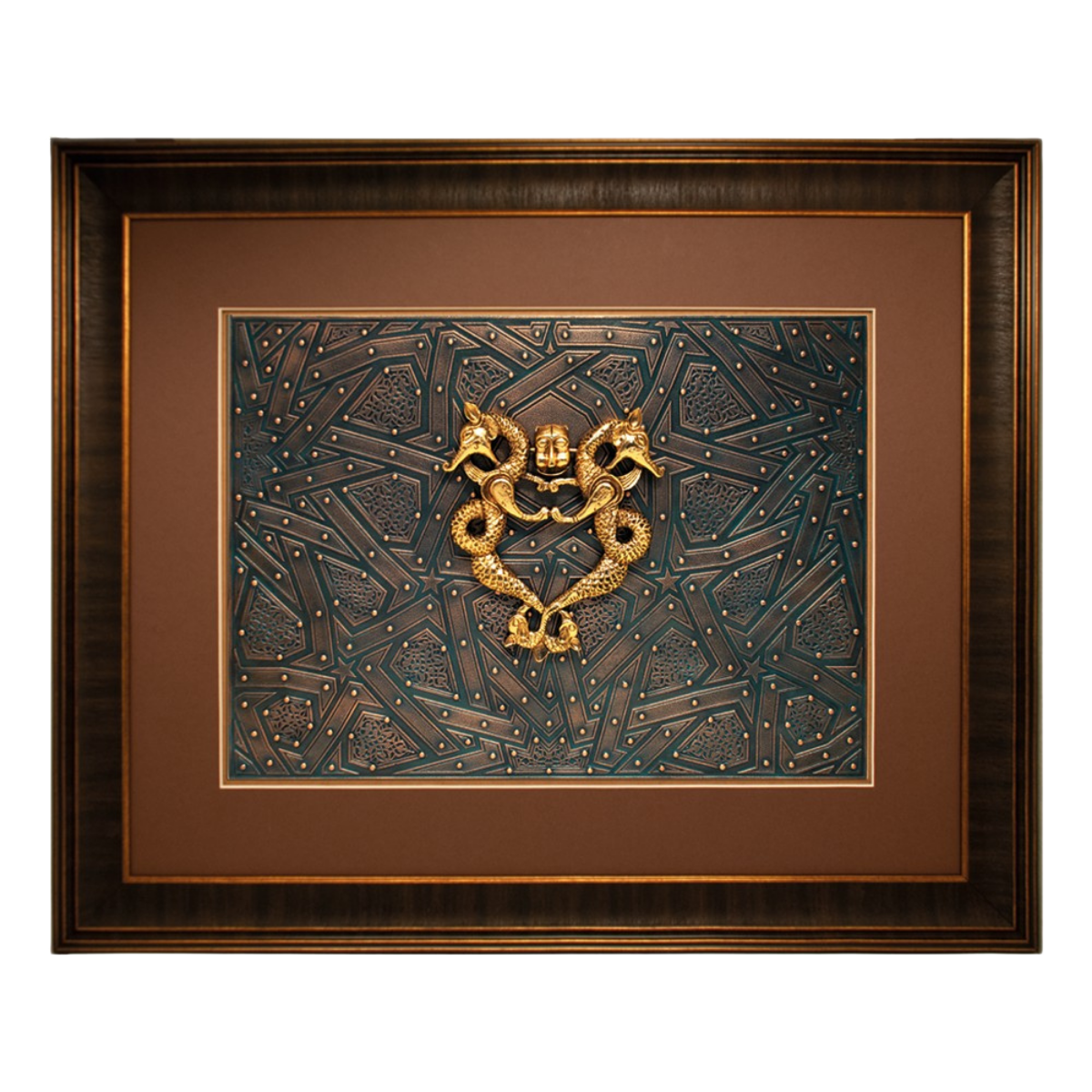 Selçuklu Kapı Tokmağı – İkiz Ejder Tablo (Altın Kaplama)