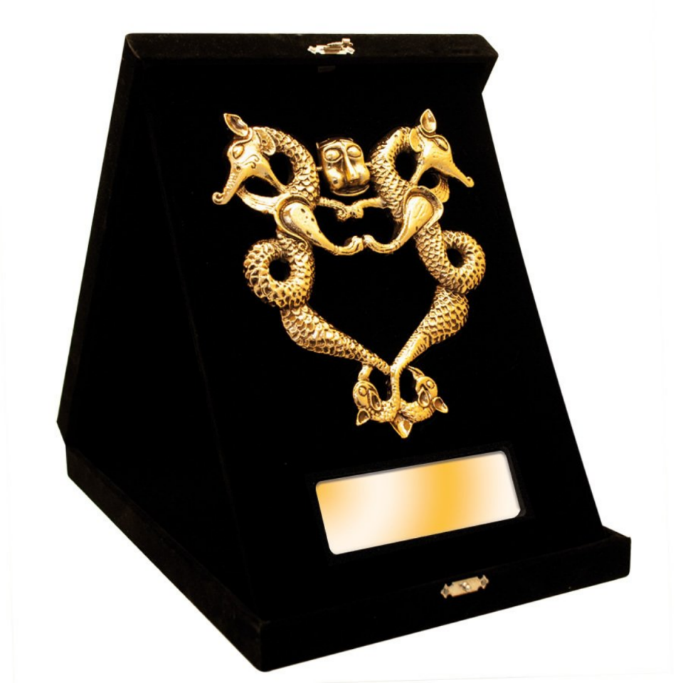 Selçuklu İkiz Ejder Kapı Tokmağı Plaket (Altın Kaplama)