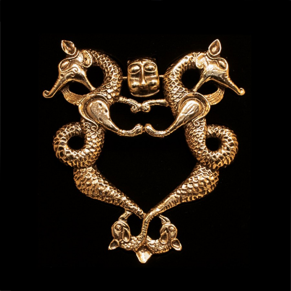 Selçuklu İkiz Ejder Kapı Tokmağı Plaket (Altın Kaplama)