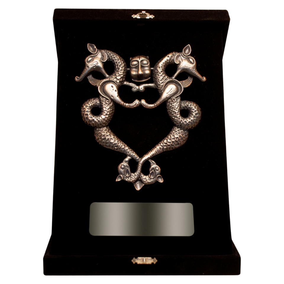 Selçuklu İkiz Ejder Kapı Tokmağı Plaket (Bronz Kaplama)