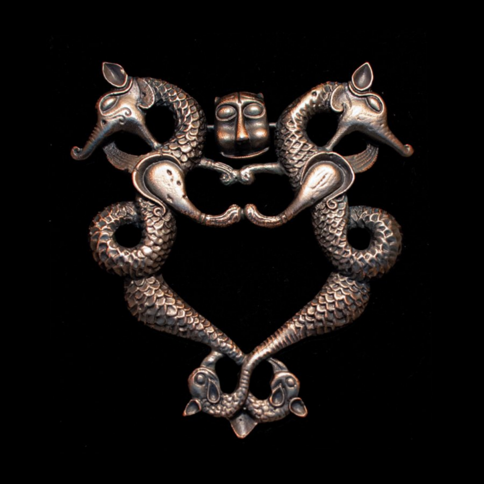 Selçuklu İkiz Ejder Kapı Tokmağı Plaket (Bronz Kaplama)