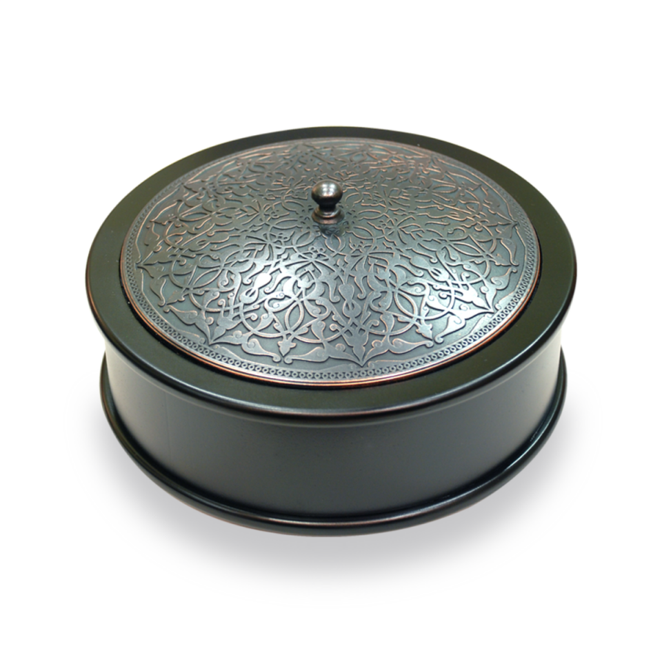 Rumi Desenli Silindir Kutu (Bronz Kaplama)