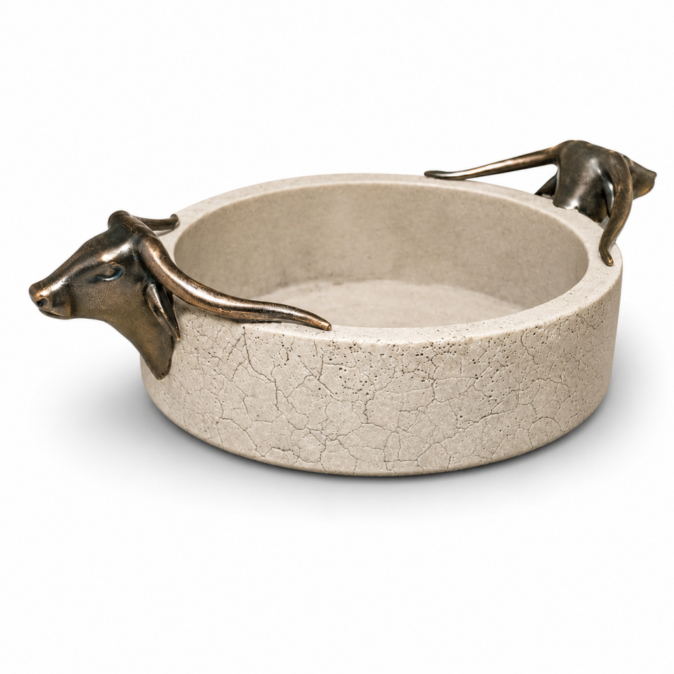 Boğa Başlı Antik Kap (Bronz Kaplama)